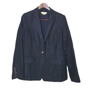 Boden Linen Blazer Navy Preppy Office Workwear Jacket Academia Womens 10